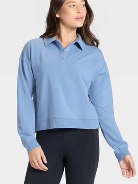 All In Motion Women's Modal French Terry Polo Sweatshirt Slate S